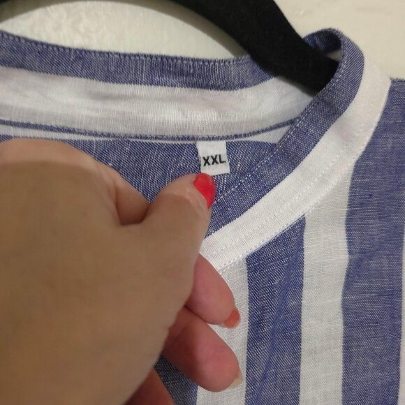 Womens Italian Linen Striped Button Down Shirt XXL Long Italy Old Money Preppy - Picture 4 of 7